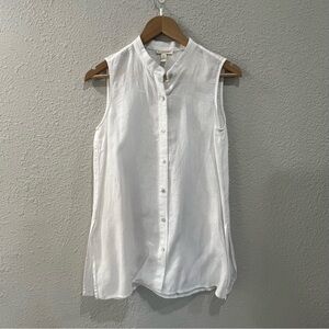 Eileen Fisher Organic Handkerchief Linen Sleeveless Tunic Collarless White XS